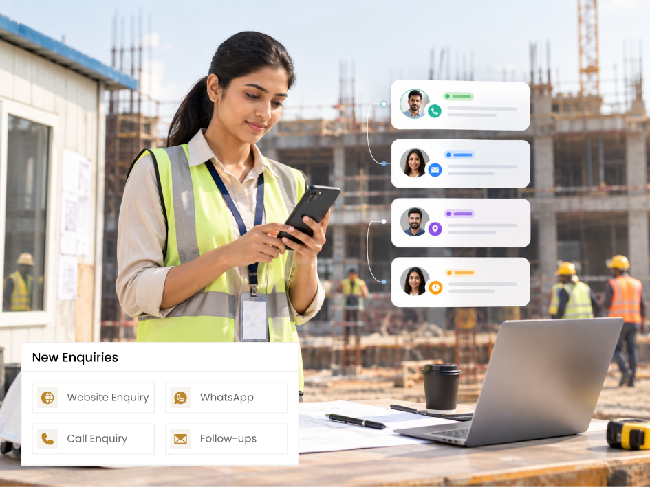 CIPHER CRM construction lead list holding site enquiries from calls, online enquiry forms, and referrals
