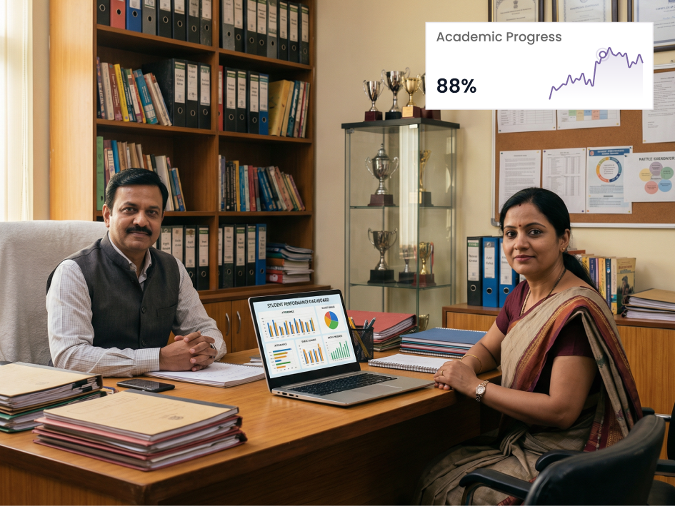 CIPHER CRM fee invoicing screen showing INR billing and outstanding dues for an institute