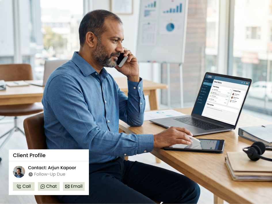 CIPHER CRM follow-up tracking on a solar lead showing logged calls and outcomes