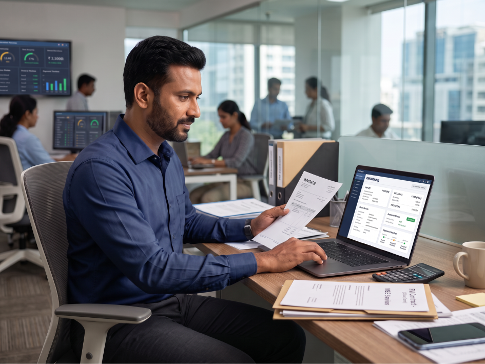 CIPHER CRM invoice with GST on each line and payment history for a facility management retainer contract