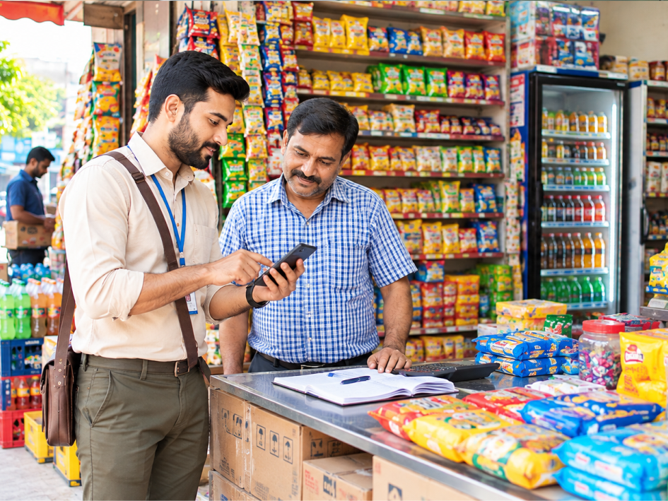 A food and beverage field rep adding an outlet order in CIPHER CRM on a phone browser