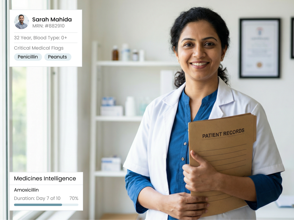 CIPHER CRM reminder on a patient record telling the front desk to confirm tomorrow's appointment