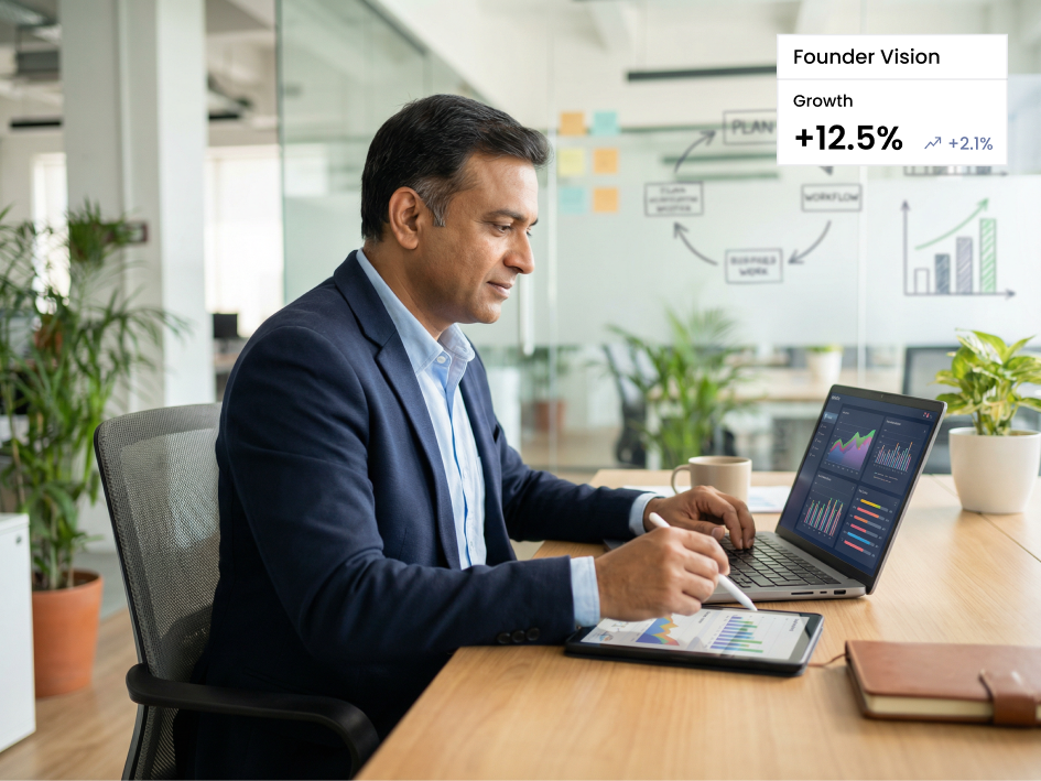 CIPHER CRM open in a phone browser as an IT sales rep updates a deal on-site in Bengaluru